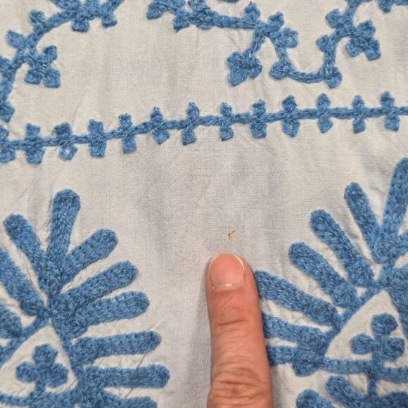 Pranella Aggie Dress Womens Small Blue Embroidered Fringe Boho Beach Cover Up - Picture 5 of 10